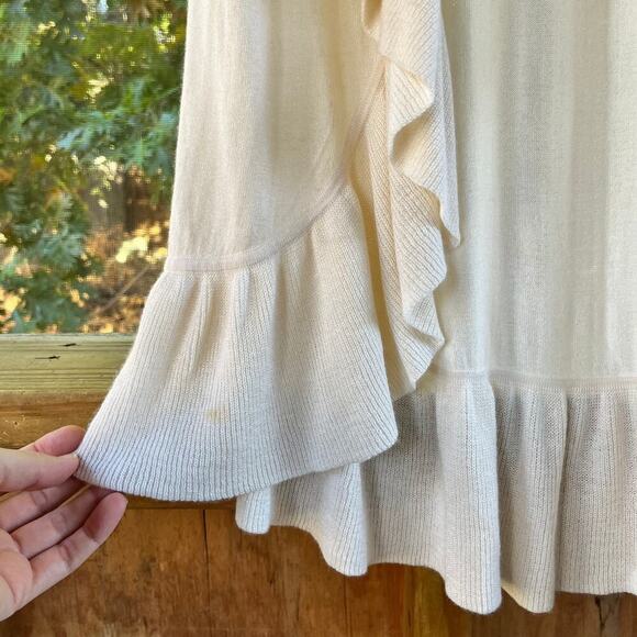 Saks Fifth Avenue Women's Ruffled Open Front Cardigan Sweater Ivory Size S - Picture 3 of 6